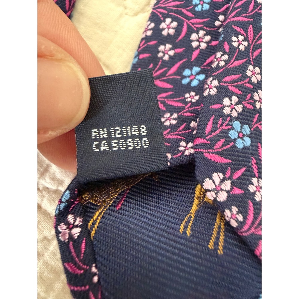 Ted Baker London Silk Wool Floral Tie Navy Pink Maximalist Designer Preppy 3" - Picture 5 of 7